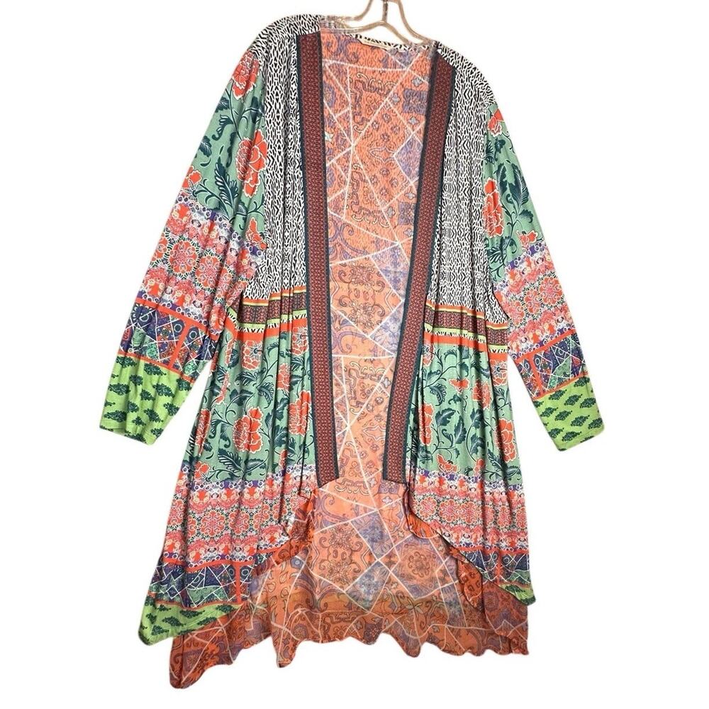 Soft Surroundings Womens 3X Longline Cardigan Kimono Duster Open Front Kimono EC - Picture 8 of 8